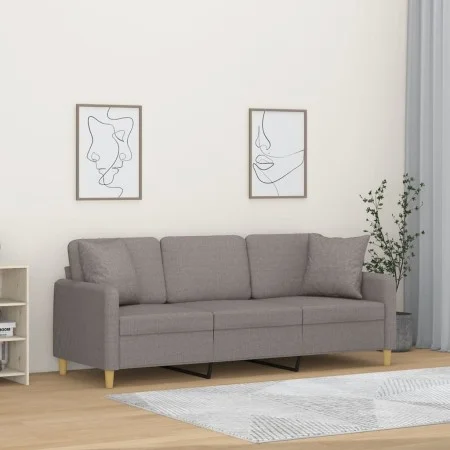 Sofá de 3 plazas con cojines tela gris taupe 180 cm de , Sofás - Ref: Foro24-3200924, Precio: 274,60 €, Descuento: %