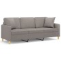 Sofá de 3 plazas con cojines tela gris taupe 180 cm de , Sofás - Ref: Foro24-3200924, Precio: 288,84 €, Descuento: %