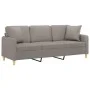 Sofá de 3 plazas con cojines tela gris taupe 180 cm de , Sofás - Ref: Foro24-3200924, Precio: 274,60 €, Descuento: %