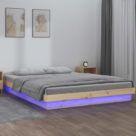 Estructura de cama con LED madera maciza 200x200 cm de , Camas y somieres - Ref: Foro24-819992, Precio: 162,81 €, Descuento: %