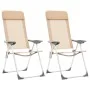 Sillas de camping plegables 2 unidades aluminio crema de vidaXL, Mobiliario de camping - Ref: Foro24-44306, Precio: 126,75 €,...