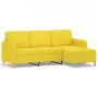 Sofá de 3 plazas con taburete de tela amarillo claro 180 cm de , Sofás - Ref: Foro24-3201197, Precio: 308,07 €, Descuento: %