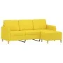 Sofá de 3 plazas con taburete de tela amarillo claro 180 cm de , Sofás - Ref: Foro24-3201197, Precio: 308,07 €, Descuento: %