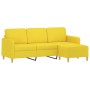 Sofá de 3 plazas con taburete de tela amarillo claro 180 cm de , Sofás - Ref: Foro24-3201197, Precio: 312,81 €, Descuento: %