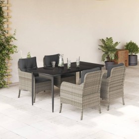 Set comedor de jardín 5 pzas cojines ratán sintético gris claro en Conjuntos de jardín | Comprar online en Foru.es