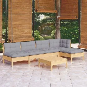 Juego de muebles de jardín 6 pzas y cojines madera pino gris de , Conjuntos de jardín - Ref: Foro24-3096339, Precio: 426,48 €...
