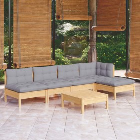 Juego de muebles de jardín 6 pzas y cojines madera pino gris de , Conjuntos de jardín - Ref: Foro24-3096339, Precio: 426,11 €...
