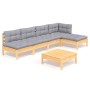 Juego de muebles de jardín 6 pzas y cojines madera pino gris de , Conjuntos de jardín - Ref: Foro24-3096339, Precio: 426,11 €...