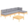 Juego de muebles de jardín 6 pzas y cojines madera pino gris de , Conjuntos de jardín - Ref: Foro24-3096339, Precio: 426,11 €...