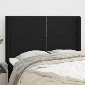 Cabecero con orejas de tela negro 147x16x118/128 cm de , Cabeceros y pies de cama - Ref: Foro24-3119440, Precio: 100,62 €, De...