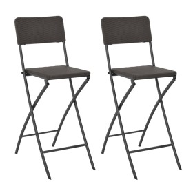 Taburete jardín plegable 2 uds HDPE acero marrón look ratán de vidaXL, Sillas de jardín - Ref: Foro24-44558, Precio: 149,94 €...