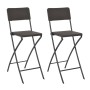 Taburete jardín plegable 2 uds HDPE acero marrón look ratán de vidaXL, Sillas de jardín - Ref: Foro24-44558, Precio: 149,94 €...