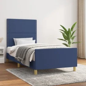 Estructura de cama con cabecero de tela azul 80x200 cm de , Camas y somieres - Ref: Foro24-3124934, Precio: 137,64 €, Descuen...