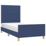 Estructura de cama con cabecero de tela azul 80x200 cm de , Camas y somieres - Ref: Foro24-3124934, Precio: 134,84 €, Descuen...