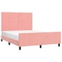 Estructura de cama con cabecero de terciopelo rosa 140x190 cm de , Camas y somieres - Ref: Foro24-3125695, Precio: 206,22 €, ...