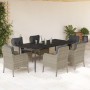 Set comedor jardín 7 pzas y cojines ratán sintético gris claro en Conjuntos de jardín | Comprar online en Foru.es