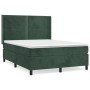 Cama box spring con colchón terciopelo verde oscuro 140x200 cm de , Camas y somieres - Ref: Foro24-3132624, Precio: 486,09 €,...