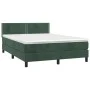 Box spring bed with mattress and LED dark green velvet 140x190cm by , Beds and slatted bases - Ref: Foro24-3134342, Price: 44...
