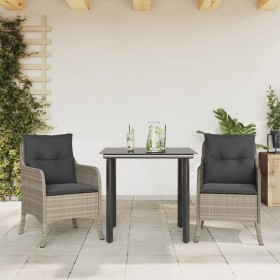 Set comedor de jardín 3 pzas cojines ratán sintético gris claro en Conjuntos de jardín | Comprar online en Foru.es