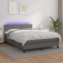 Cama box spring colchón y LED cuero sintético gris 140x200 cm de , Camas y somieres - Ref: Foro24-3134169, Precio: 439,87 €, ...