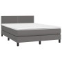 Cama box spring colchón y LED cuero sintético gris 140x200 cm de , Camas y somieres - Ref: Foro24-3134169, Precio: 439,87 €, ...