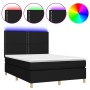 Cama box spring colchón y luces LED tela negro 140x200 cm de , Camas y somieres - Ref: Foro24-3135359, Precio: 484,11 €, Desc...