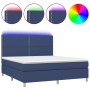 Cama box spring colchón y luces LED tela azul 160x200 cm de , Camas y somieres - Ref: Foro24-3135371, Precio: 536,51 €, Descu...