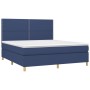 Cama box spring colchón y luces LED tela azul 160x200 cm de , Camas y somieres - Ref: Foro24-3135371, Precio: 536,51 €, Descu...