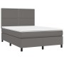 Cama box spring colchón y LED cuero sintético gris 140x200 cm de , Camas y somieres - Ref: Foro24-3135889, Precio: 488,27 €, ...