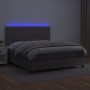 Cama box spring colchón y LED cuero sintético gris 140x200 cm de , Camas y somieres - Ref: Foro24-3135889, Precio: 488,27 €, ...