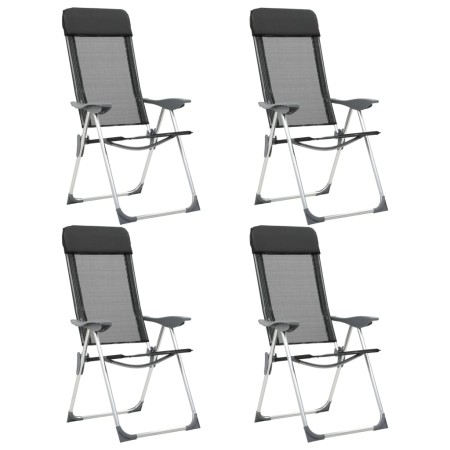 Sillas de camping plegables de aluminio 4 unidades negro de vidaXL, Mobiliario de camping - Ref: Foro24-44308, Precio: 238,03...