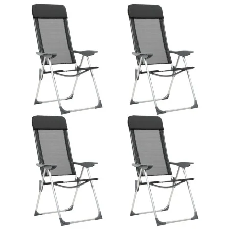 Sillas de camping plegables de aluminio 4 unidades negro de vidaXL, Mobiliario de camping - Ref: Foro24-44308, Precio: 234,82...