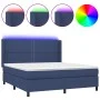 Box spring bed mattress and LED lights blue fabric 160x200 cm by , Beds and slatted bases - Ref: Foro24-3138251, Price: 529,3...