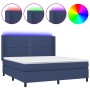 Cama box spring colchón y luces LED tela azul 160x200 cm de , Camas y somieres - Ref: Foro24-3138251, Precio: 534,42 €, Descu...
