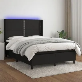 Box spring bed mattress and LED lights black fabric 140x200 cm by , Beds and slatted bases - Ref: Foro24-3138239, Price: 496,...