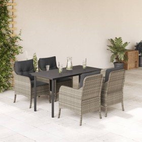 Set comedor de jardín 5 pzas cojines ratán sintético gris claro en Conjuntos de jardín | Comprar online en Foru.es