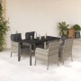 Set comedor de jardín 5 pzas cojines ratán sintético gris claro en Conjuntos de jardín | Comprar online en Foru.es