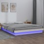 Estructura de cama con LEDs madera maciza blanca 150x200 cm de , Camas y somieres - Ref: Foro24-819978, Precio: 177,64 €, Des...