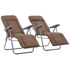 Sillas plegables de jardín con cojines 2 unidades marrón de vidaXL, Sillas de jardín - Ref: Foro24-44321, Precio: 179,71 €, D...