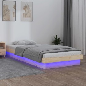 Estructura de cama con LED madera maciza 90x190 cm de , Camas y somieres - Ref: Foro24-820002, Precio: 118,12 €, Descuento: %