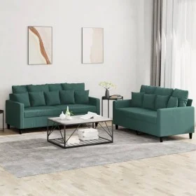 Dark green velvet 2-piece sofa set with cushions by , Sofas - Ref: Foro24-3201702, Price: 416,74 €, Discount: %