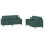 Zweiteilige Sofagarnitur aus dunkelgrünem Samt mit Kissen von , Sofas - Ref: Foro24-3201702, Preis: 416,74 €, Rabatt: %