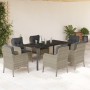 Set comedor jardín 7 pzas y cojines ratán sintético gris claro en Conjuntos de jardín | Comprar online en Foru.es