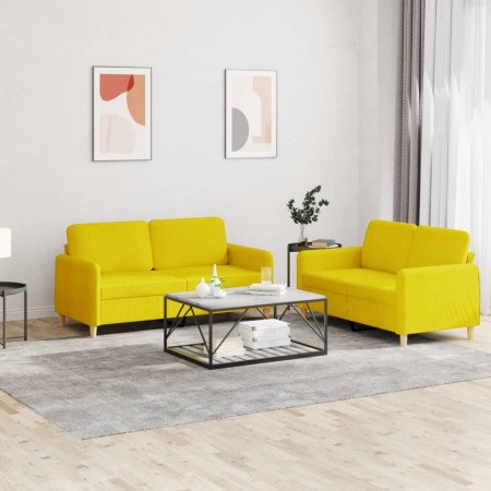 Juego de sofás con cojines 2 piezas tela amarillo claro de , Sofás - Ref: Foro24-3202091, Precio: 408,23 €, Descuento: %
