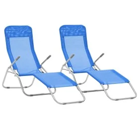 Folding sun loungers 2 units blue textilene by vidaXL, Loungers - Ref: Foro24-44337, Price: 128,11 €, Discount: %