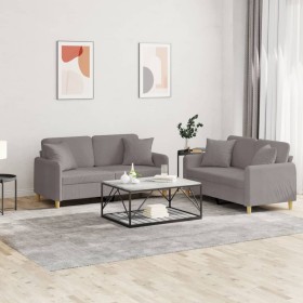 Juego de sofás con cojines 2 piezas tela gris taupe de , Sofás - Ref: Foro24-3202109, Precio: 435,62 €, Descuento: %