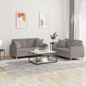 Sofa set with cushions 2 pieces taupe gray fabric by , Sofas - Ref: Foro24-3202109, Price: 429,04 €, Discount: %