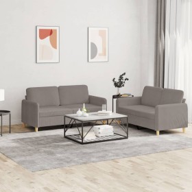 Juego de sofás con cojines 2 piezas tela gris taupe de , Sofás - Ref: Foro24-3202093, Precio: 410,53 €, Descuento: %