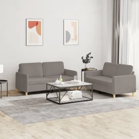 Juego de sofás con cojines 2 piezas tela gris taupe de , Sofás - Ref: Foro24-3202093, Precio: 404,30 €, Descuento: %