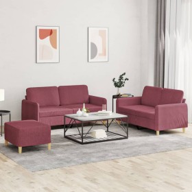 Juego de sofás con cojines 3 piezas tela rojo tinto de , Sofás - Ref: Foro24-3202100, Precio: 462,66 €, Descuento: %